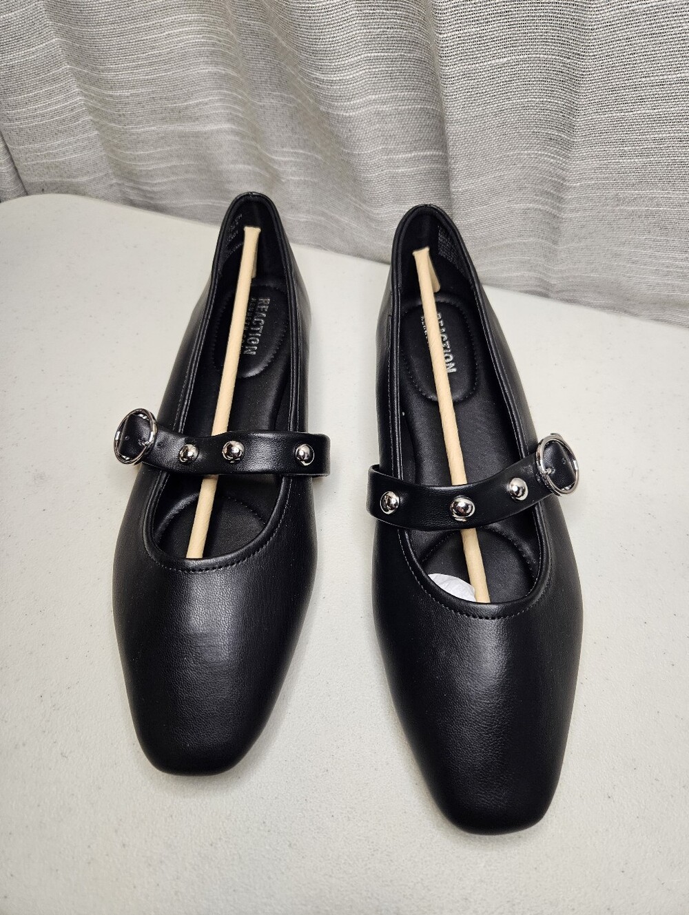 Kenneth Cole Reaction Women's Studded Maxi Maryjane Ballet Flats Sz 10 New Black - Picture 2 of 16